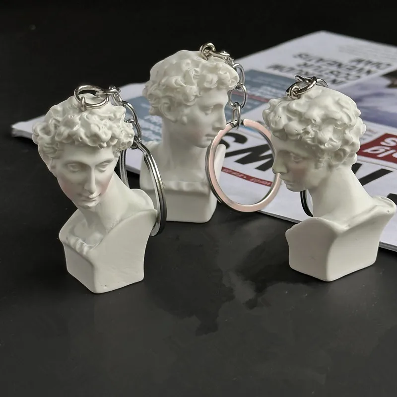 Mini Plaster Statue Key Chain, Ins Nordic-Style Photo Props, Pendants, Resin Bag Ornaments, Art Exhibition Gifts
