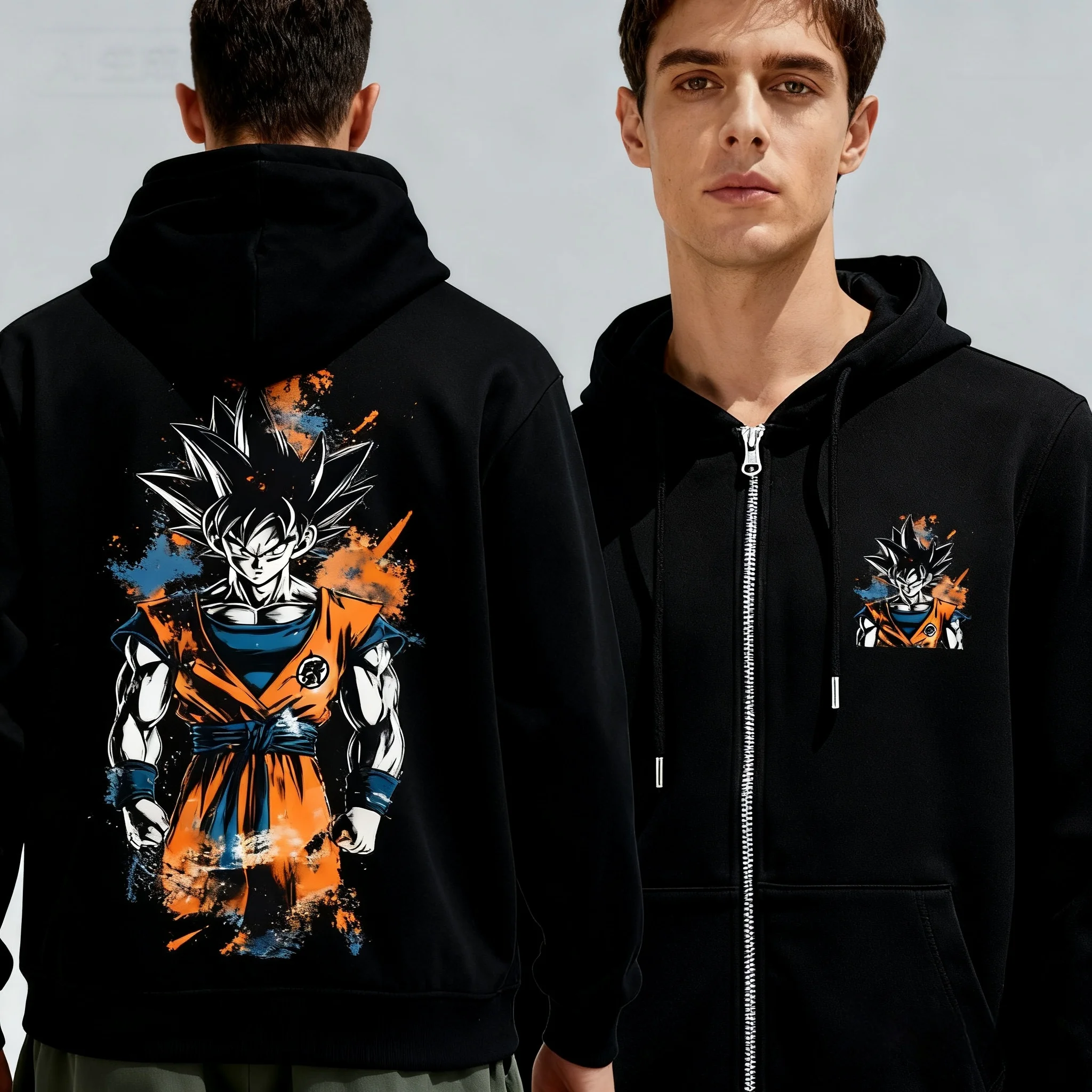 

Bandai DBZ Мужская толстовка с капюшоном и графикой, высококачественная хлопковая куртка на молнии, пуловер с капюшоном, повседневная одежда в стиле аниме, толстовка для мужчин