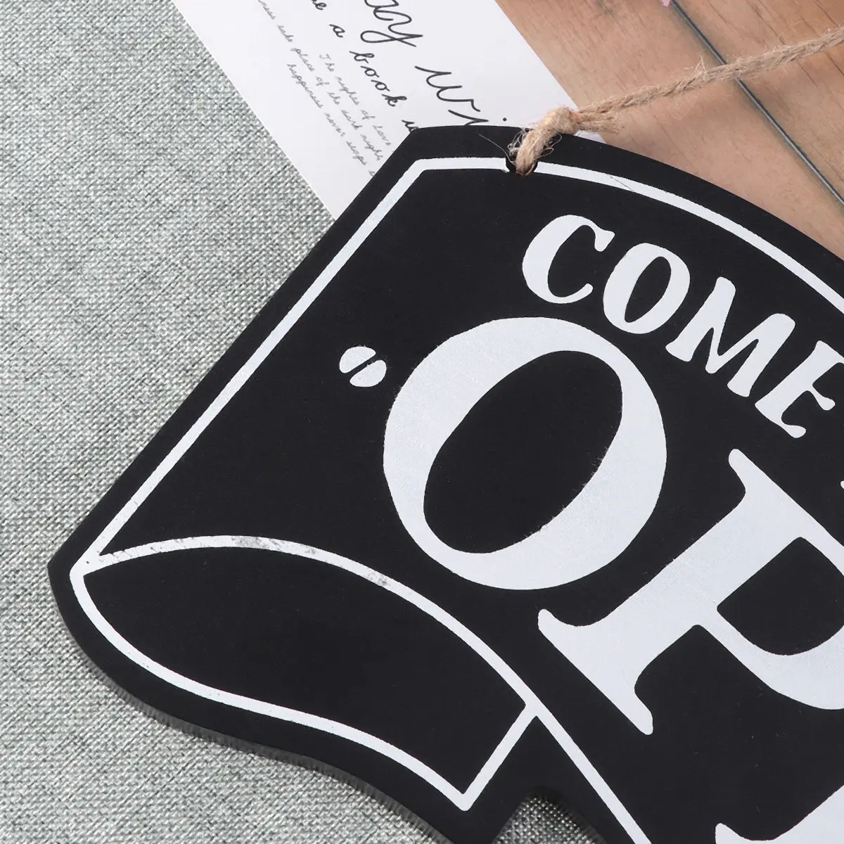 Wooden Two Sided Vintage Open Closed Door Sign Rope Hanger Business Decor Come in We're Open