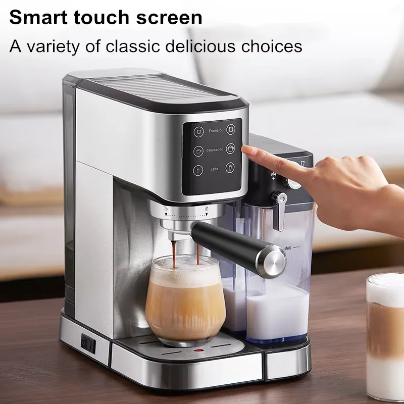 

1350W 20Bar Smart Espresso Machine with Built-in Milk Frother - Fully Automatic Digital Touchscreen, Stainless Steel, Quick Heat