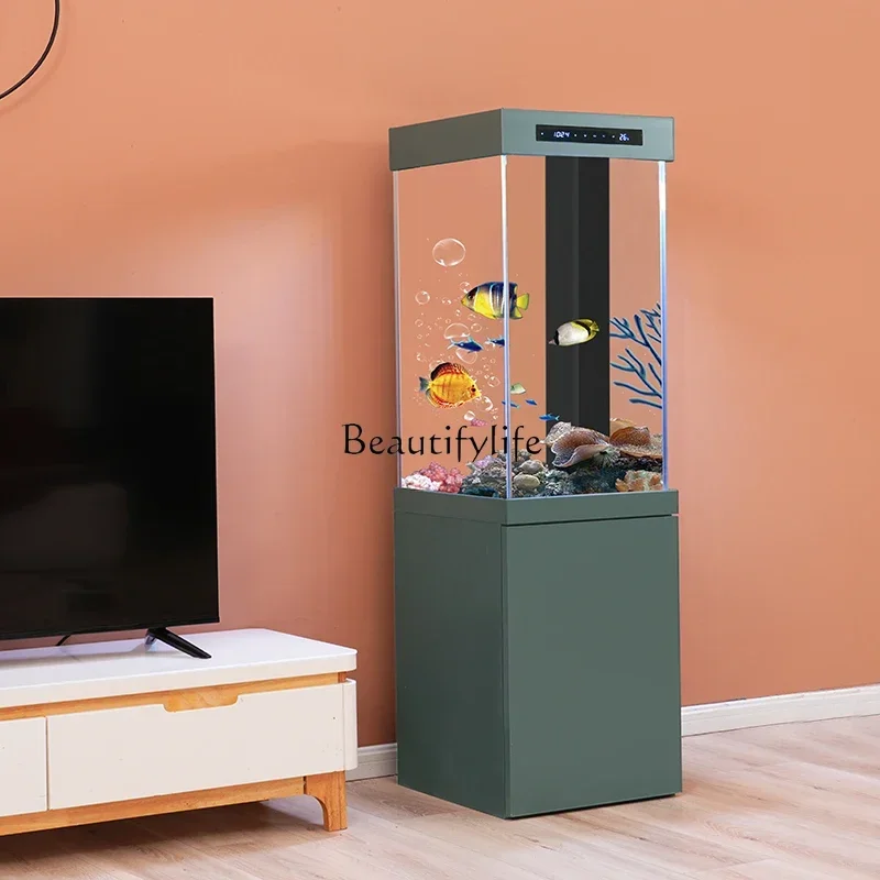 LD33Living Room Home Bottom Filter Intelligent Wall Super White Glass Fish Tank Self-Circulation Ecological Aquarium