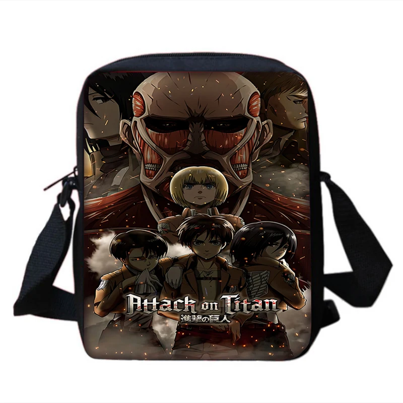 A-attacks on Titans bolso de mensajero de hombro estampado para niños y niñas, bolso informal para hombres y mujeres, bolso para teléfono, bolsa de compras