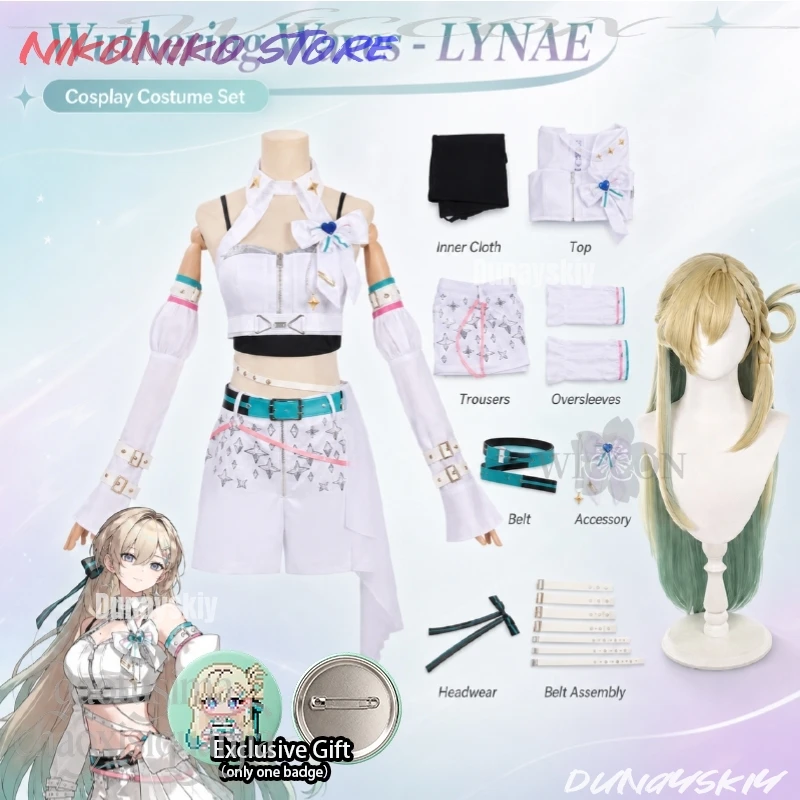 LYNAE Idol Stage Uniform White Fashion Shorts Y2K Jirai Kei Suit Game Wuthering Waves Idol Groups Solar5 Halloween Cosplay Anime