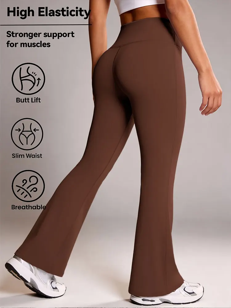 

Women's High Waist Leggings Tummy Control Flared Pants Sports High Waist Bell Bottom Pants 4 Way Stretch Casual Athletic Trouser
