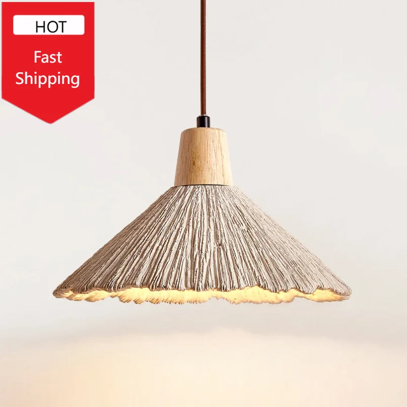 

Japaness Stone Pendant Light for Bedroom Bedside Kitchen Restaurant Island Hanging Lamp Travertine Ceiling Chandeliers Modern