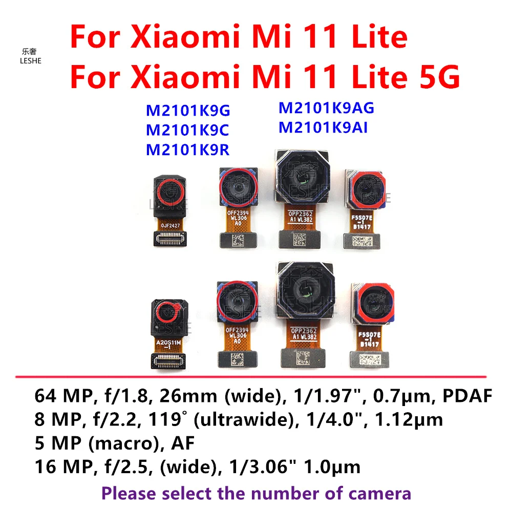 

Передняя задняя основная камера для Xiaomi Mi 11 Lite 5G 11Lite 4G Mi11, передняя задняя камера для селфи, гибкий кабель, запасные части