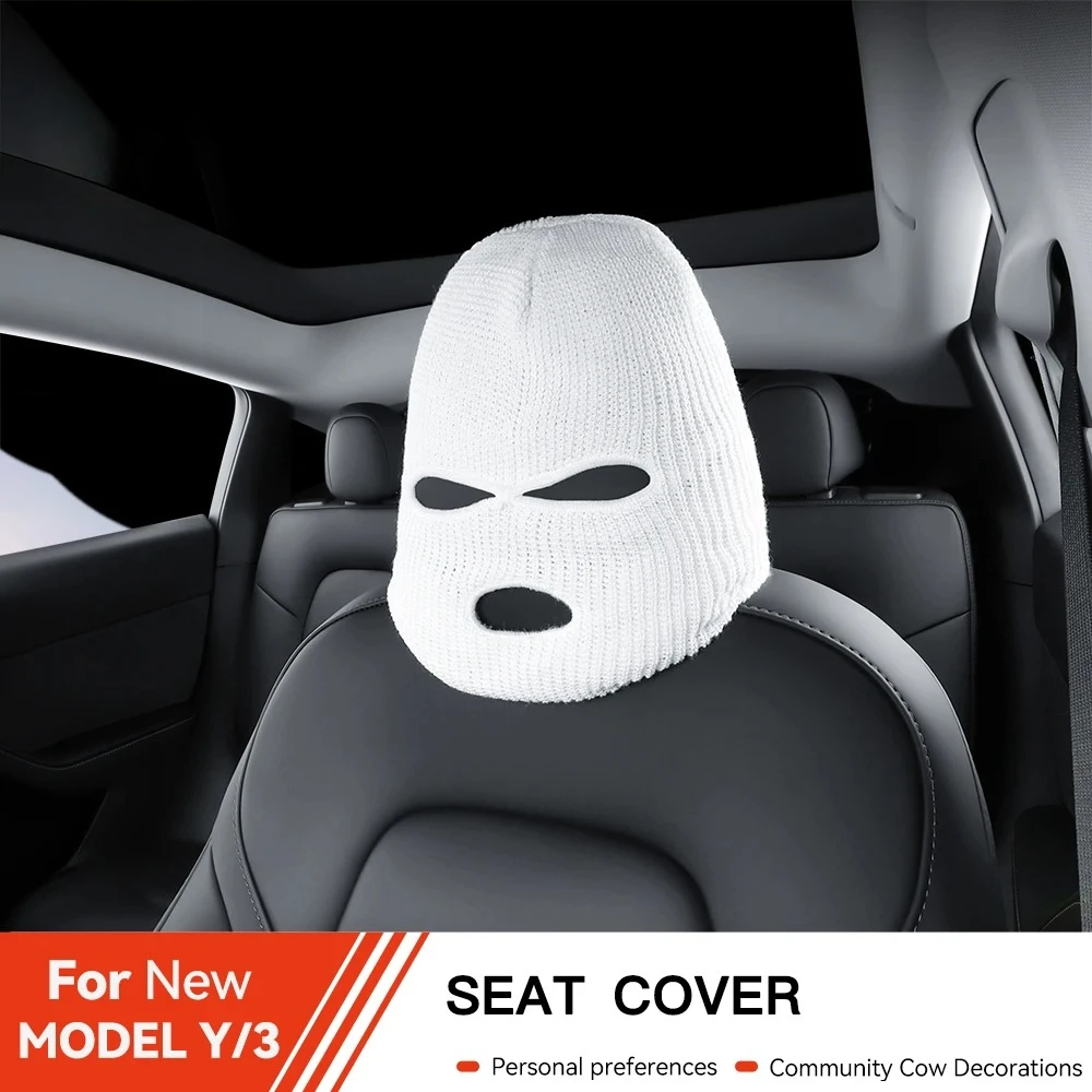 2pcs High Quality Car Headrest Cover Holiday Halloween Funny Gifts Hole For Tesla Model 3 Y Highland Juniper 2021-2025