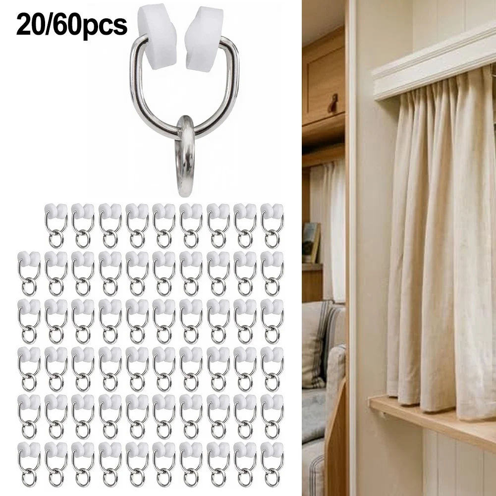 For Camper RV Curtain Track Roller Clips for Shower Drapes Travel Trailer Easy Glide Hardware 20 Hook or 60 Hook