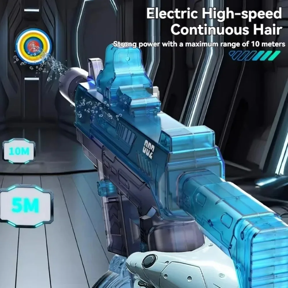 Pistola de agua eléctrica de llama simulada con Sensor de luz para niños, juguete de piscina de playa al aire libre de verano, pistola de agua automática de alta presión