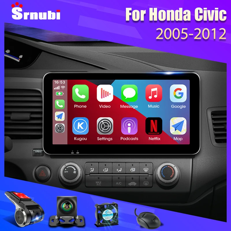 

Srnubi 10.3" Android 11 Car Radio for Honda Civic 2005-2012 Multimedia 2Din Carplay QLED Head Unit Floating Screen Stereo Audio