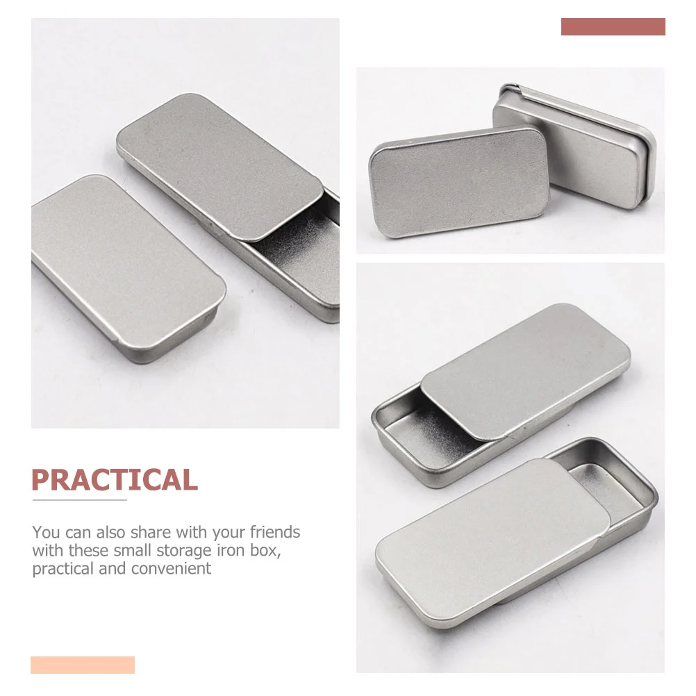 16 Pcs Push-pull Box Balm Tin Containers with Lids Small Metal Boxes Tinplate Storage Candy Jar Portable Tins Travel