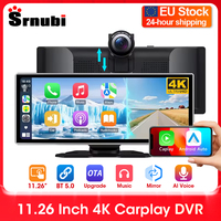 Srnubi 11.26 Inch 4K Dash Cam Wireless CarPlay & Android Auto Portable Car DVR Intelligent Systems Video Recorder GPS Navigation