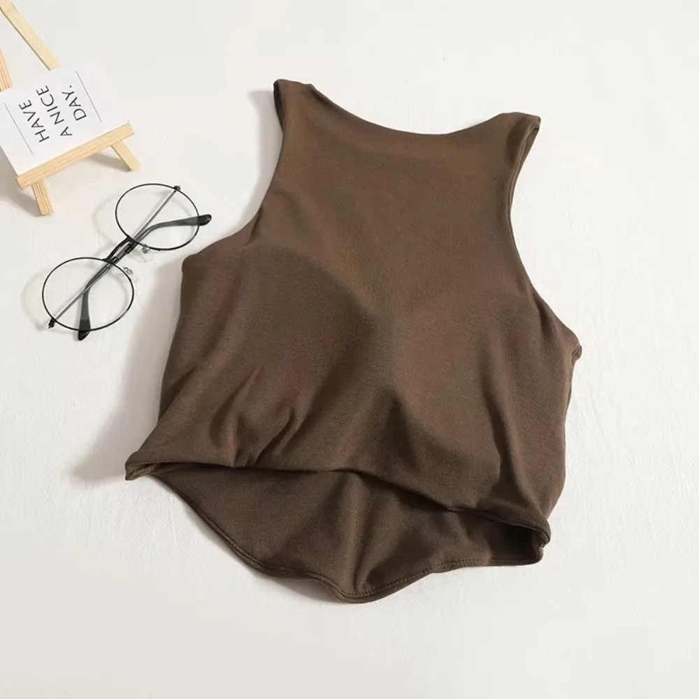 Breathable Sports Bra with Cups Racerback Design Padded Cups Yoga Tank Top Compression Fit Moisture Wicking Workout Vest