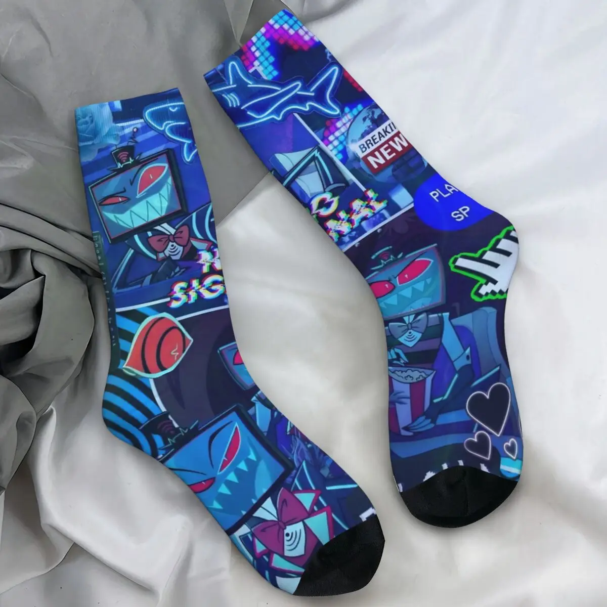 Cartoon Hazbins Hotels Vox Socks Autumn Comedy Stockings Novelty Men Warm Soft Socks Graphic Skateboard Anti Bacterial Socks