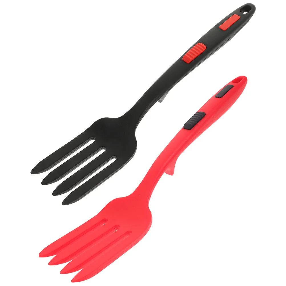 

2pcs Silicone Ergonomic Non-Slip Handle Multi-Function Food Fork For Kitchen Dining Portable Reusable Salad Spaghetti Tool