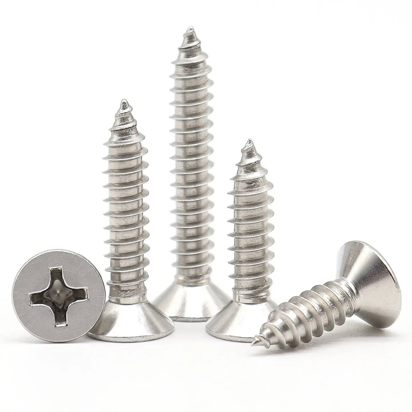 Length 6-90mm 304 Stainless Steel Phillips Bolts M2.2 M2.6 ~M6 Cross Flat Wafer Head Self tapping Wood Screw Furniture Hardware