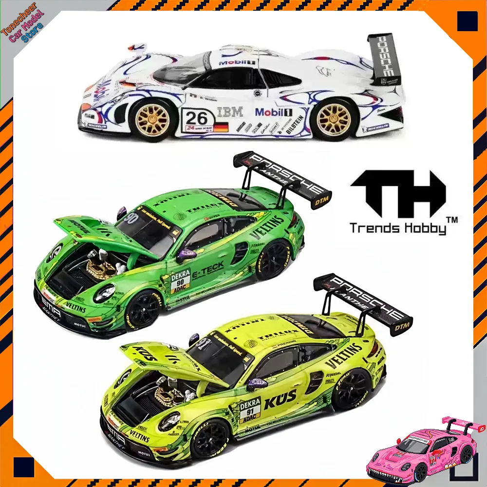 

Модель Trends Hobby TH в масштабе 1:64 Porsche 911 GT3 R DTM 2024 # 90 # 91 911 GT1 LM 1998 # Коллекционная миниатюрная модель автомобиля Roxy из сплава, 26 штук