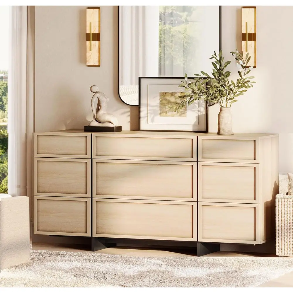 Durable T-Leg Wooden Chest for Bedroom, Hallway, and Living Room in Light Oak Finish