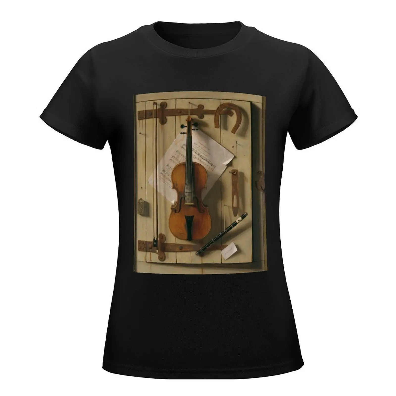 William Michael Harnett - Still life Violin and Music T-Shirt plain funny shirts graphic tees tight shirts for Women