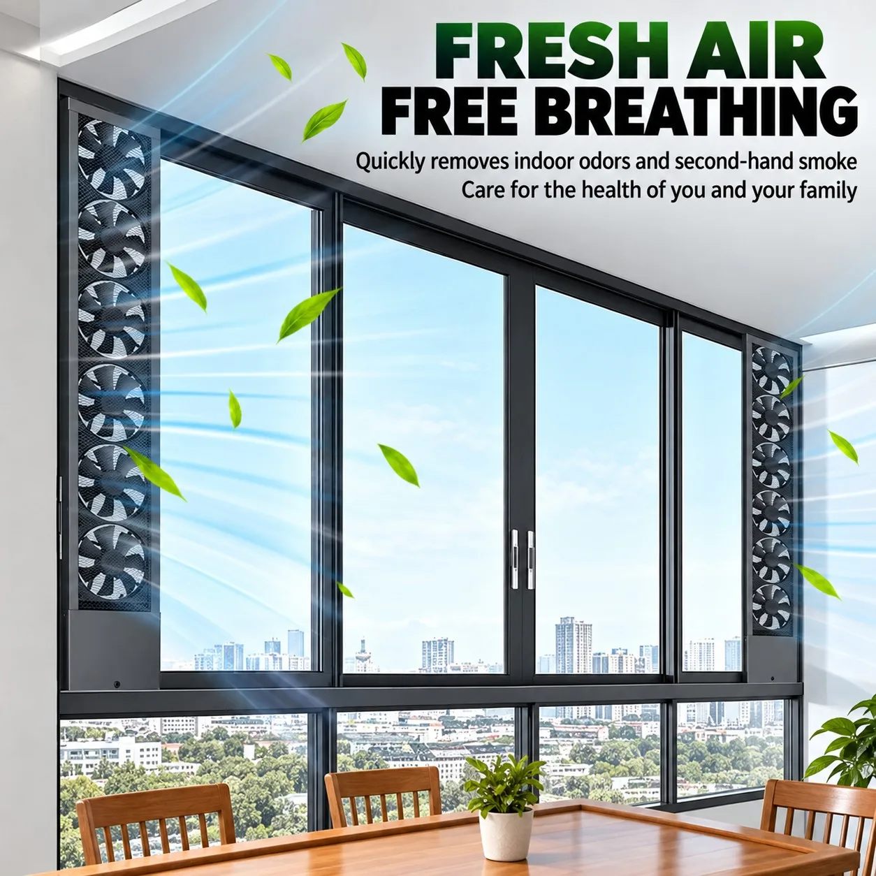No-punching Window Exhaust Fan Powerful Exhaust Fan Household No-installation Window Ventilation Fan Silent and Retractable
