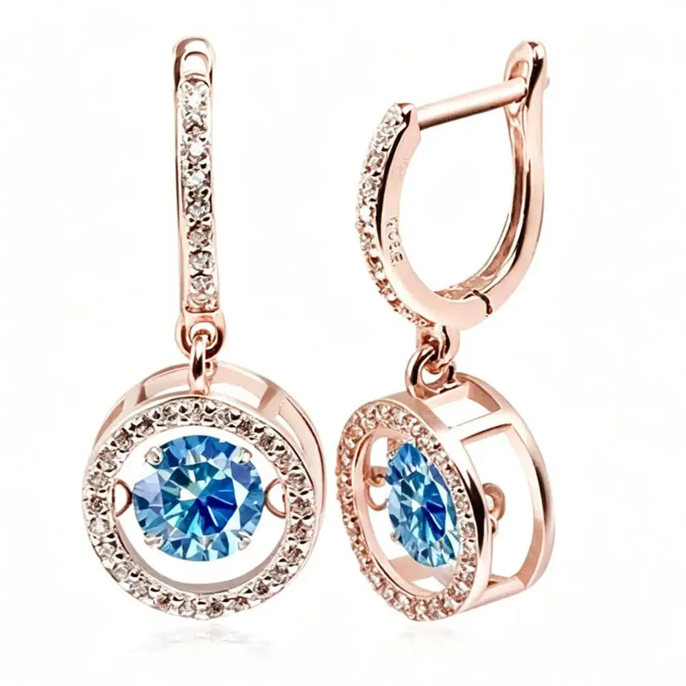 925 Sterling Silber Lange Stabförmige Doppel-Halo Ohrhänger in Roségold-Farbe mit Mehrfarbigen D VVS1 Moissanit Statement-Ohrringe Feiner Schmuck – Detail 6