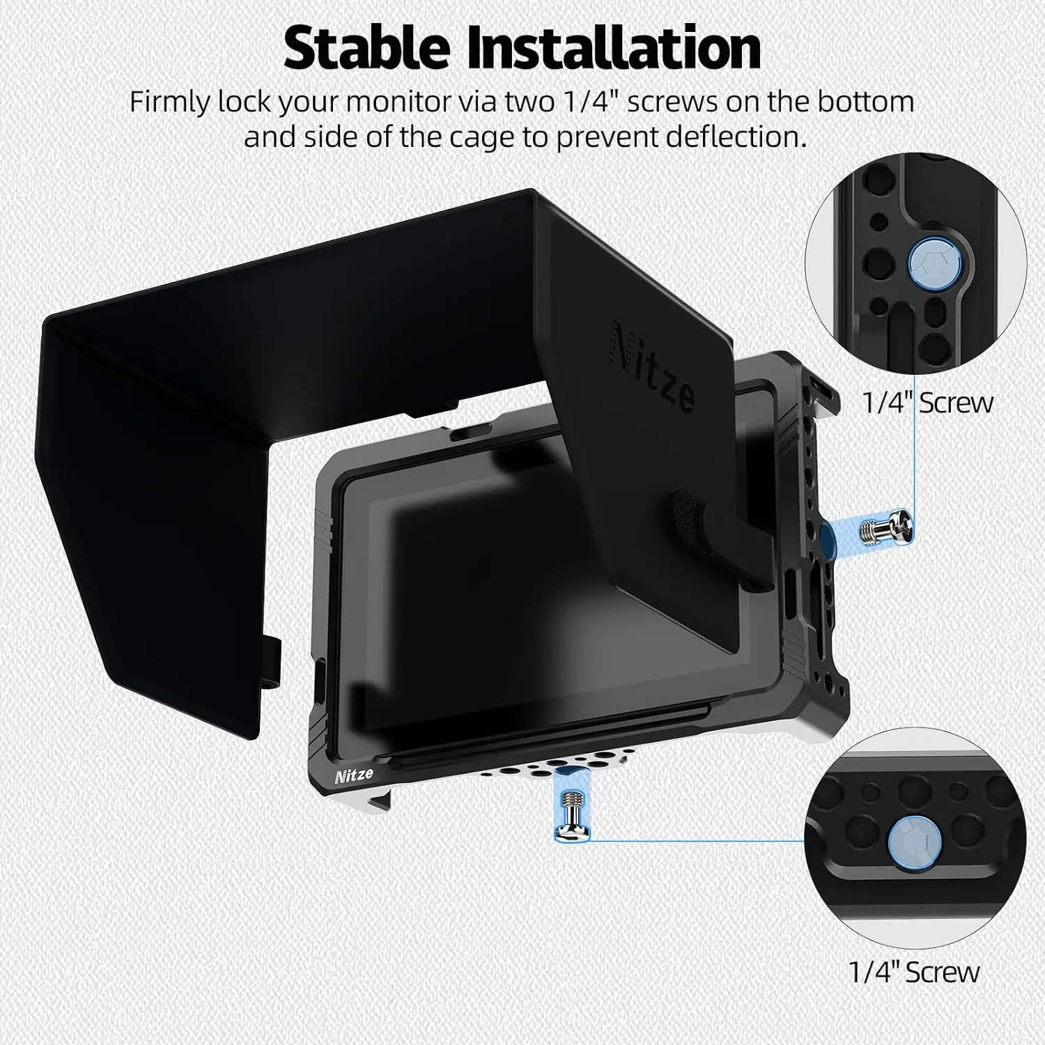 Jaula Nitze con LS5-B2 parasol, riel NATO incorporado y Zapata fría para monitor Osee Lilmon 5