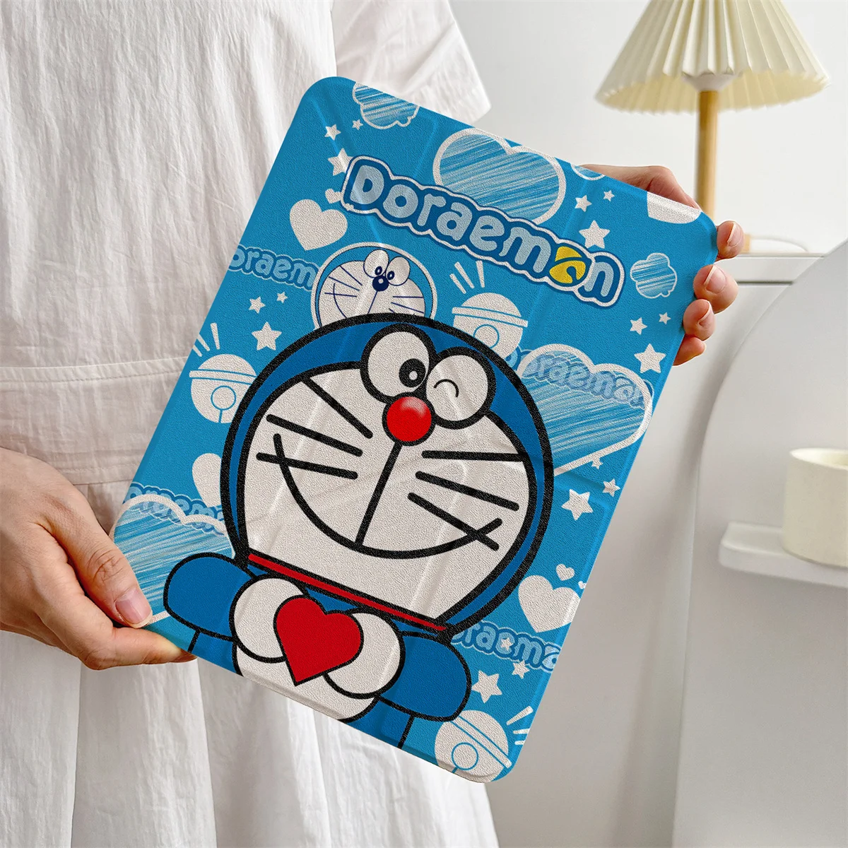 

Kawaii Doraemon Table Case For iPad 10th Pro 2025 11 inch 10th iPad 7 8 9 10.2 Air 5 4 6 7 Y Fold Cute Cartoon Protective cover