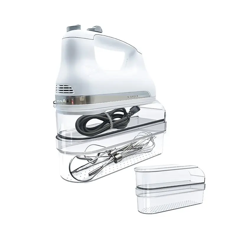 For Kitchenaid KHM5/KHM6/KHM7/KHM9 Series Compatible Hand Mixer Storage Case- Double-Layer Clear Transparent Box Crylic