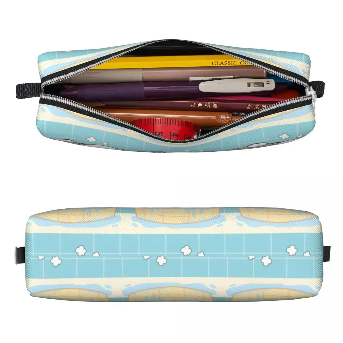 Lovely Peach And Goma Mochi Bathing Pencil Case Cat  Pouch Pen Holder Student Big Capacity Bags Office Zipper Stationery