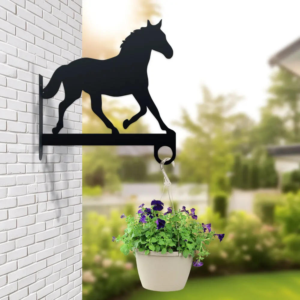 2DSturdy Metal Hook for Outdoor Garden, Patio & Balcony Decor Lanterns, Wind Chimes - Heavy Duty Equine Wall Art Plant Hanger