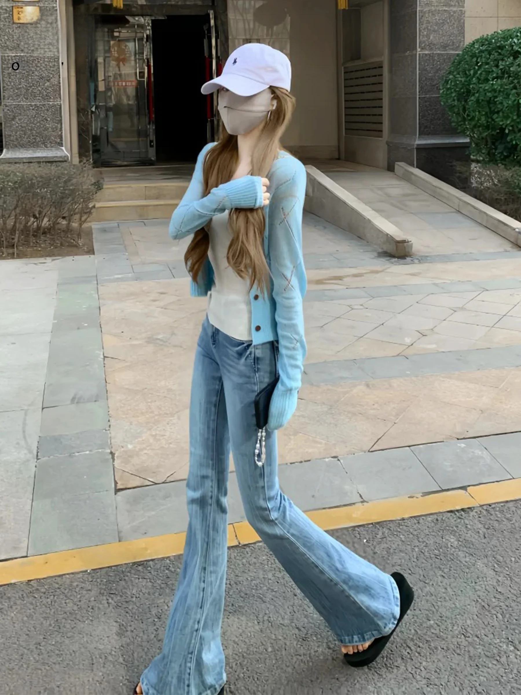 

Американские джинсы свободного кроя с высокой талией, расклешенные, для женщин, с эффектом похудения, длинные брюки, весна-лето, повседневная мода