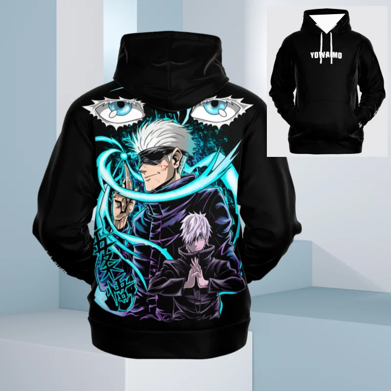 

Толстовки с капюшоном Jujutsu Kaisen, мужская одежда большого размера с принтом аниме, осенняя хлопковая свободная женская спортивная одежда с длинными рукавами, топы