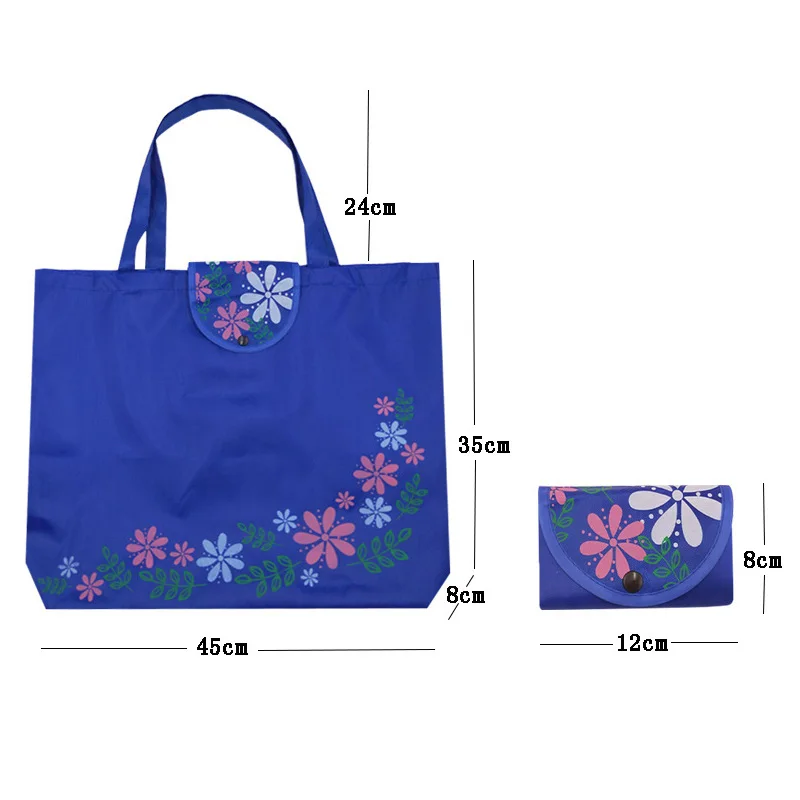 New Women Foldable Shopping Bag Reusable Floral Print Eco Totes Handbag Large Capacity Oxford Cloth Casual Grocery Bag