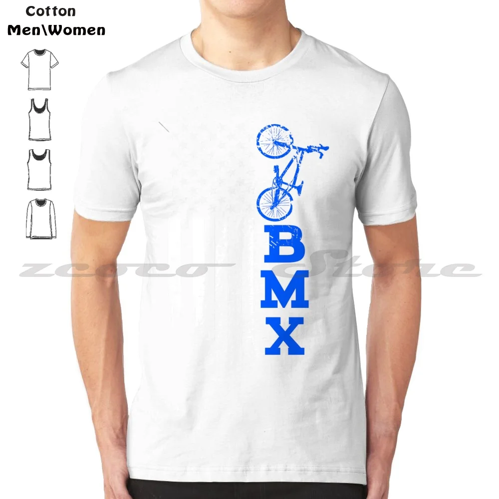 Bmx America Flag Blue T-Shirt 100% Cotton Comfortable High-Quality Bmx Shop Bmx Cycle Mongoose Bmx Bmx Freestyle Cult Bmx Eat