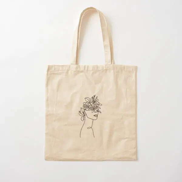 Flower Head Floral Woman Portrait B  Canvas Bag Women Fashion Reusable Shoulder Bag Ladies Designer Foldable Casual Printed