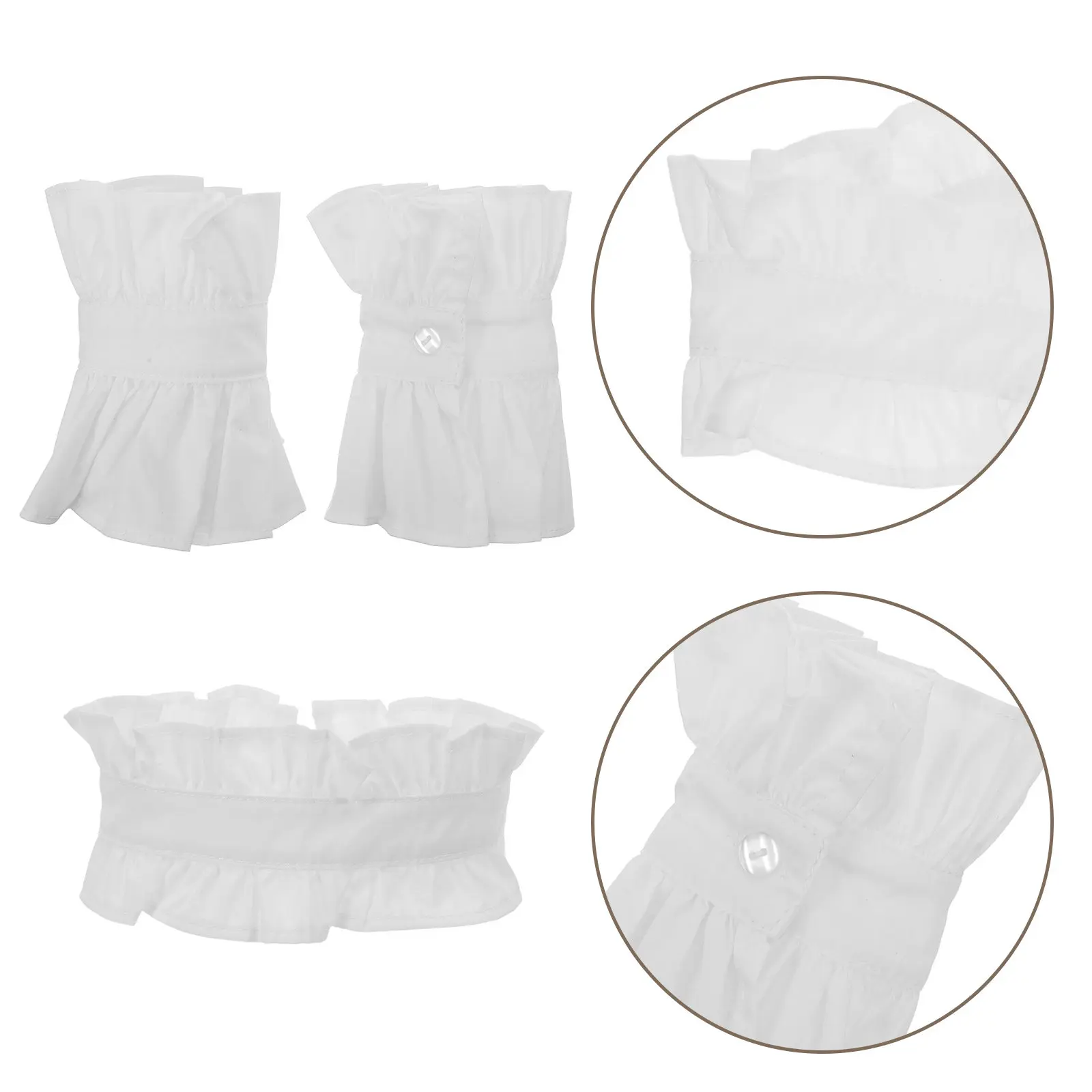 

1Set French Style Detachable Lace Collar and Pleated Wrist Cuffs for Women Removable Cotton Ruffled Victorian Neck Collar