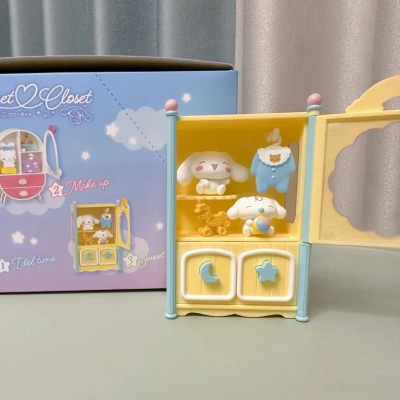 サンリオ ビッグイヤードッグ シナモロール クローゼット ミニチュア ドールハウス ワードローブ ディスプレイ おもちゃ コレクタブル ブラインドボックス フィギュア