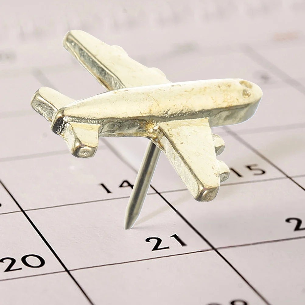 24Pcs Fun Design Metal Airplane Push Pins Decorative Tacks for Wall Hanging Photo Display School Office Organization