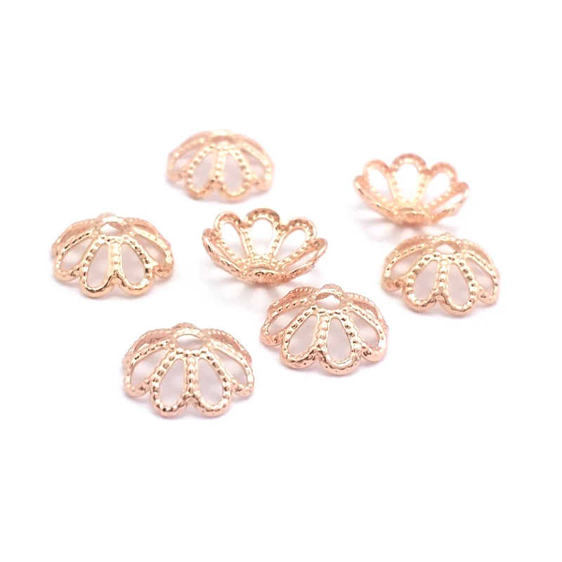 7MM 8MM 12MM 14MM 18K Gold Color Silver Color Rose Gold Color Brass Flower Beads Caps Jewelry Making Diy Findings Accessories