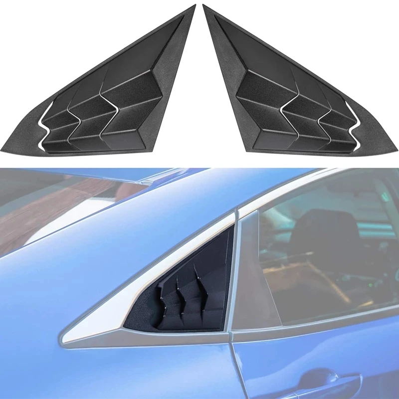 TENG MILE Rear Side Window Louvers for 10th Gen Civic Air Vent Scoop Shades Cover Blinds for Honda Civic Sedan 2016-2020