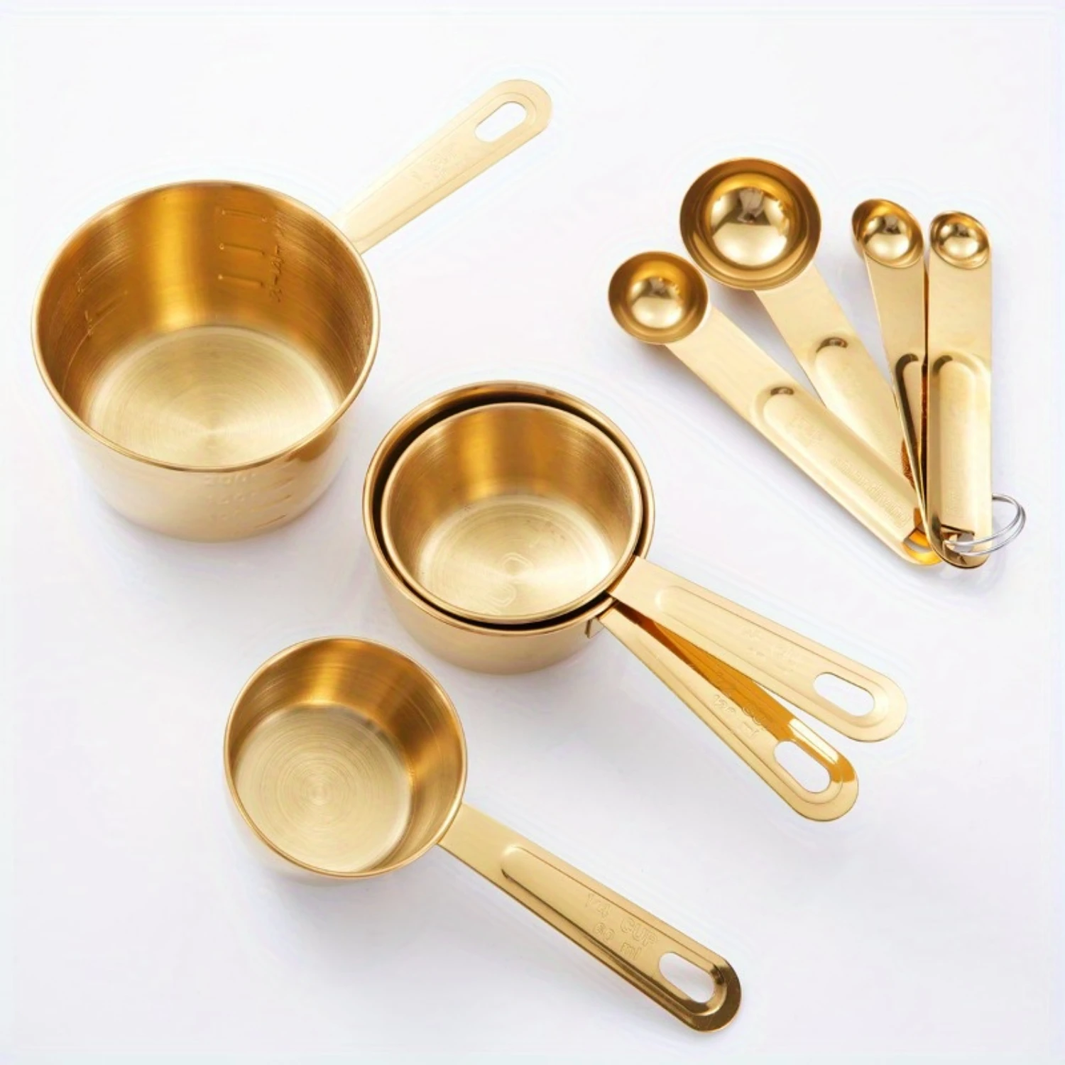 

8-Piece Golden Measuring Cups & Spoons Set - Effortlessly Stackable, Fashion-Forward, Durable Kitchen Decor - Adorable Eid Al-Ad
