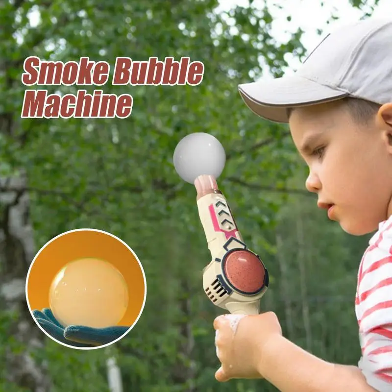 Máquina de bolhas para crianças, máquina de bolhas ao ar livre com neblina elástica, conjunto recarregável com solução de recarga, brinquedos sensoriais ao ar livre
