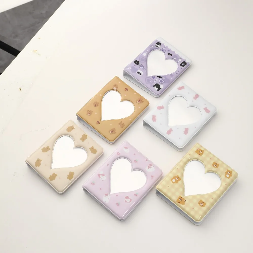 New Cute Bear Photo Album Love Heart Hollow 3 Inch 36 Pockets Photocard Holder Binder Name Card Kpop Card Name Card Book