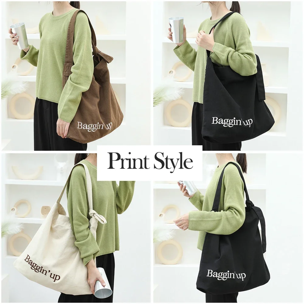 Fashion Solid Color Women Canvas Shoulder Bag Large Capacity Korean Hobo Crossbody Bag Shopping Beach Bag