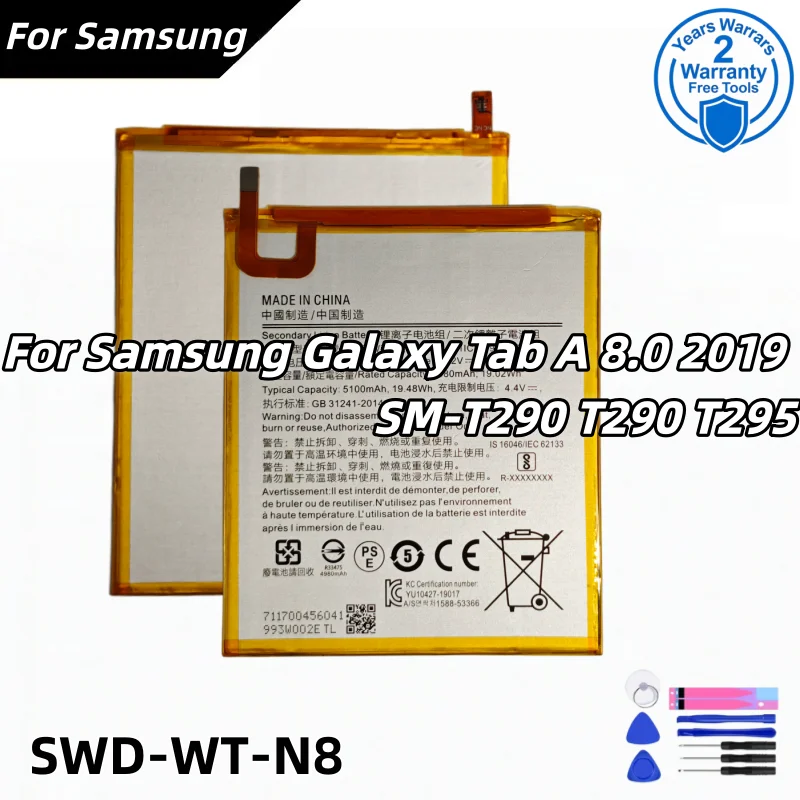 

SWD-WT-N8 5100mAh High Quality Replacement Battery For Samsung Galaxy Tab A 8.0 2019 SM-T290 T290 T295+Free Tools