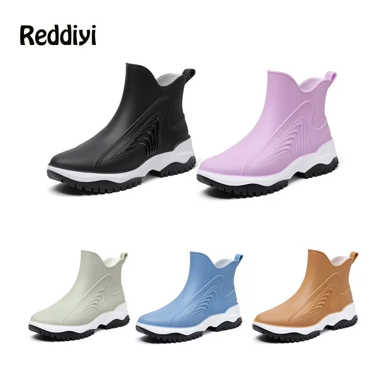 

Rain Boot for Woman Outdoor Solid Color Water Shoes Restaurant Kitchen Waterproof Galoshes Anti-slip Wear-Resistant Work Boots