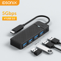 iDsonix 4 Port USB 3.0 HUB 5Gbps High Speed with USB SD/TF Card Reader Adapter Slim Portable Dock Station for PC Mouse Keyboard