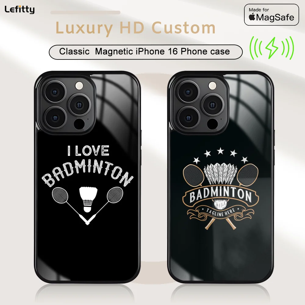 

Badminton Sport Phone Case For iPhone 16 15 14 13 12 11 Pro Max Plus Mini Magnetic Magsafe Wireless Charging Cover