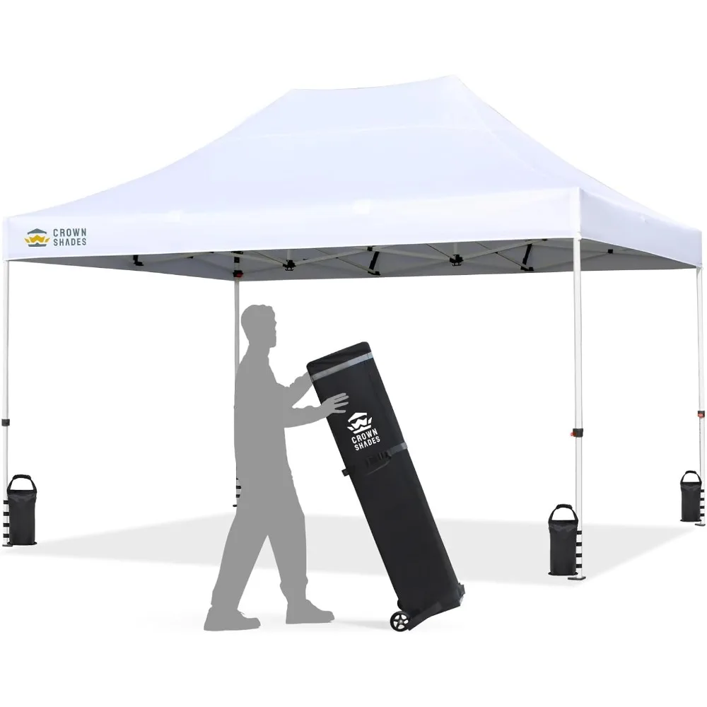 

CROWN SHADES 10x15 Pop Up Canopy Tent, Thicken Frame Commercial Heavy Duty Tent, 8 Stakes & 4 Sandbags & 4 Ropes, Outdoor Canopi