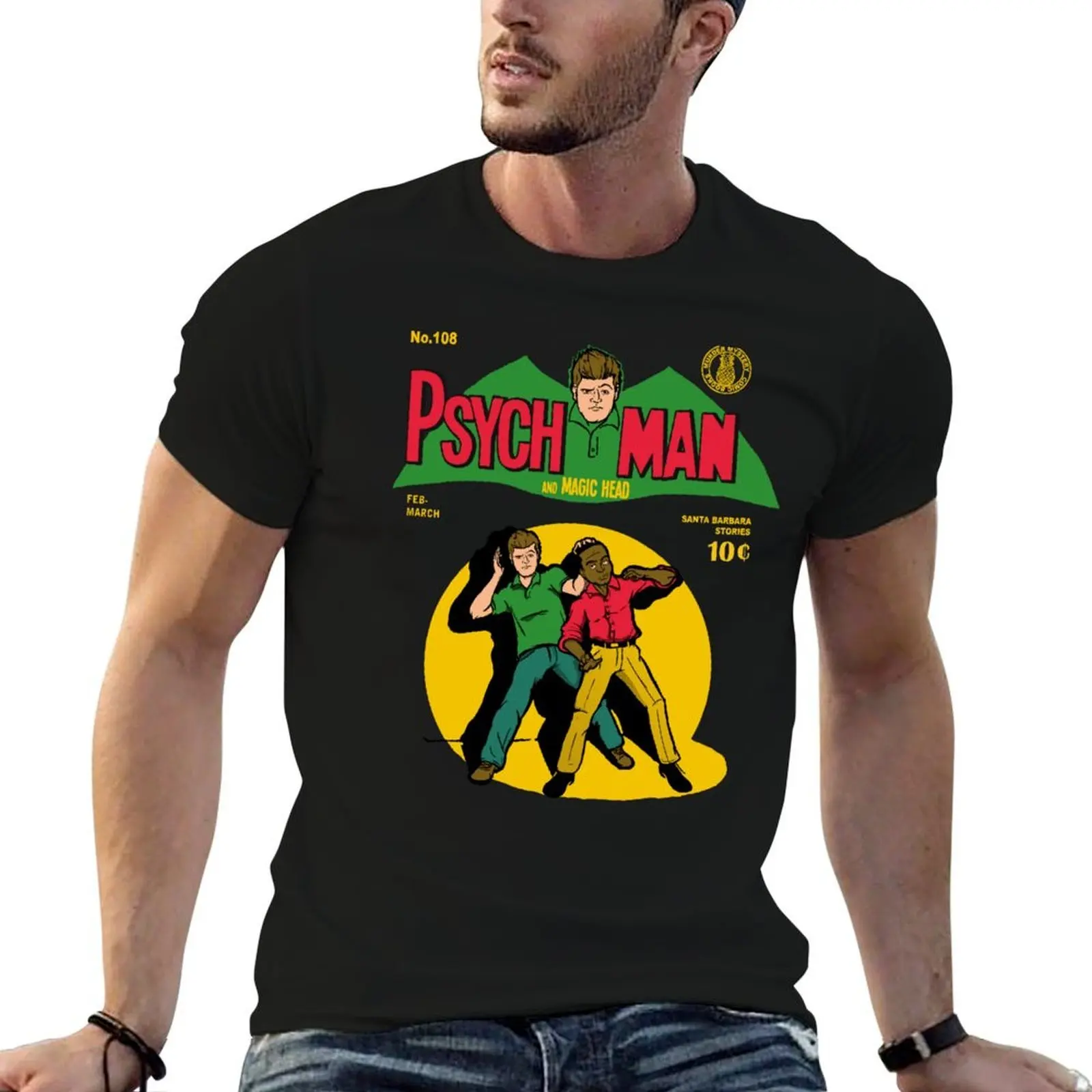 Psychman and Magic Head T-Shirt Casual Work Wear T-Shirt